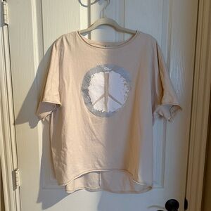 Beige Peace Sign T-Shirt